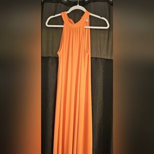 barIII DRESSES WOMEN'S ORANGE LONG SLEEVELESS MAXI DRESS SIZE SMALL NWOT